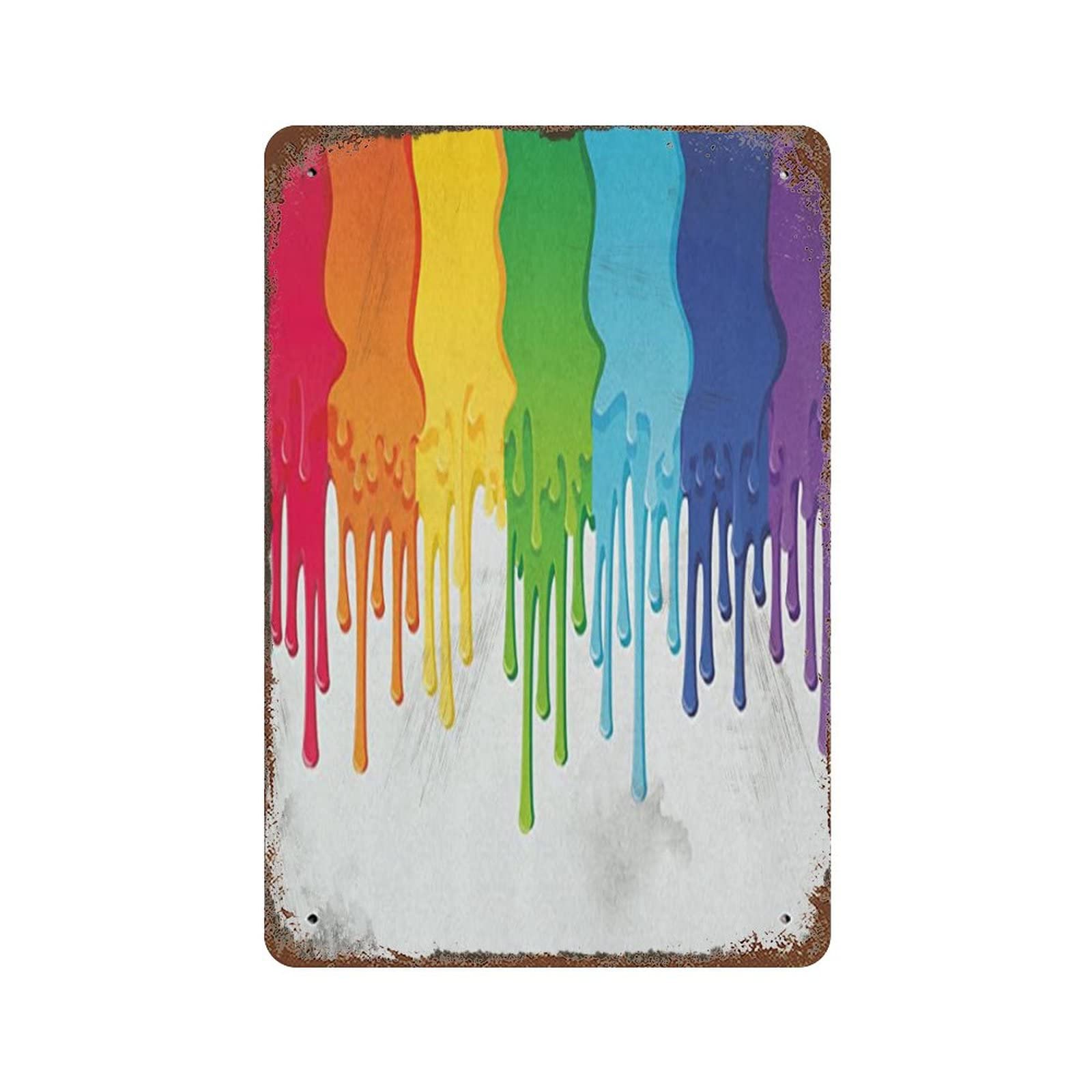 Kwqdozf As Pic Vintage Abstract Rainbow Colored Paint Rainbow Colors Poster Metal Aluminiu