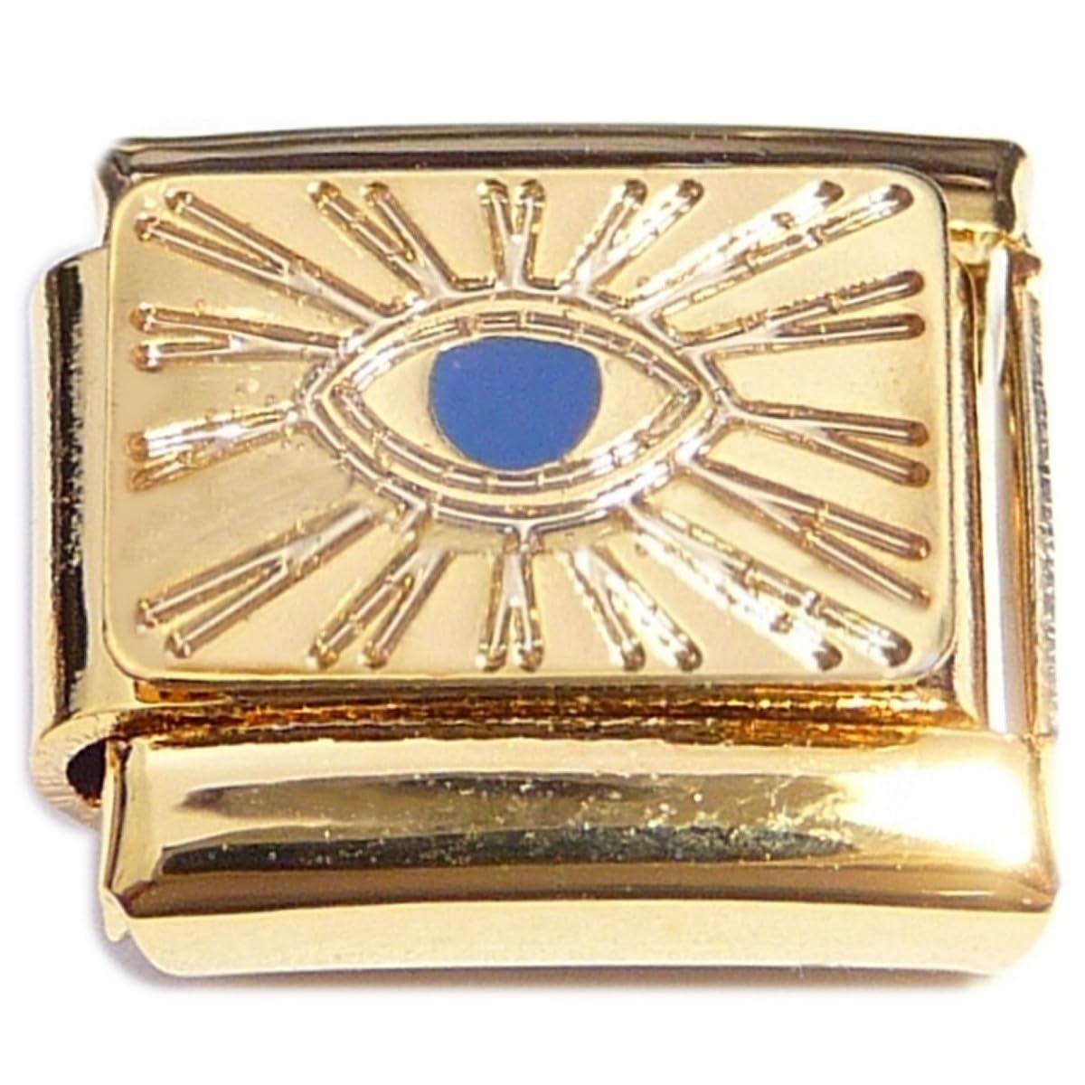 Evil Eye Protection Burst Goldtone Base Italian Charm