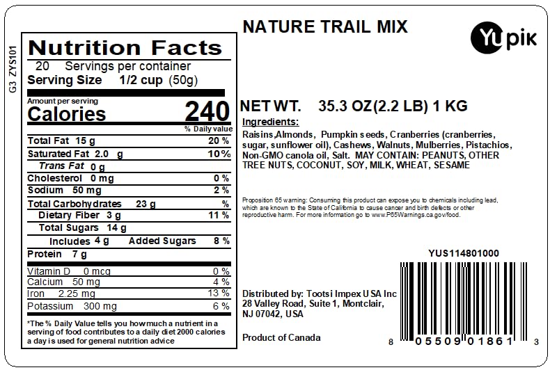 Miniatura 2 de Yupik Nature Trail Mix, 2.2 libras, con pasas, almendras, semillas de calabaza, arándanos, anacardos, nueces, moras, pistachos, marrón