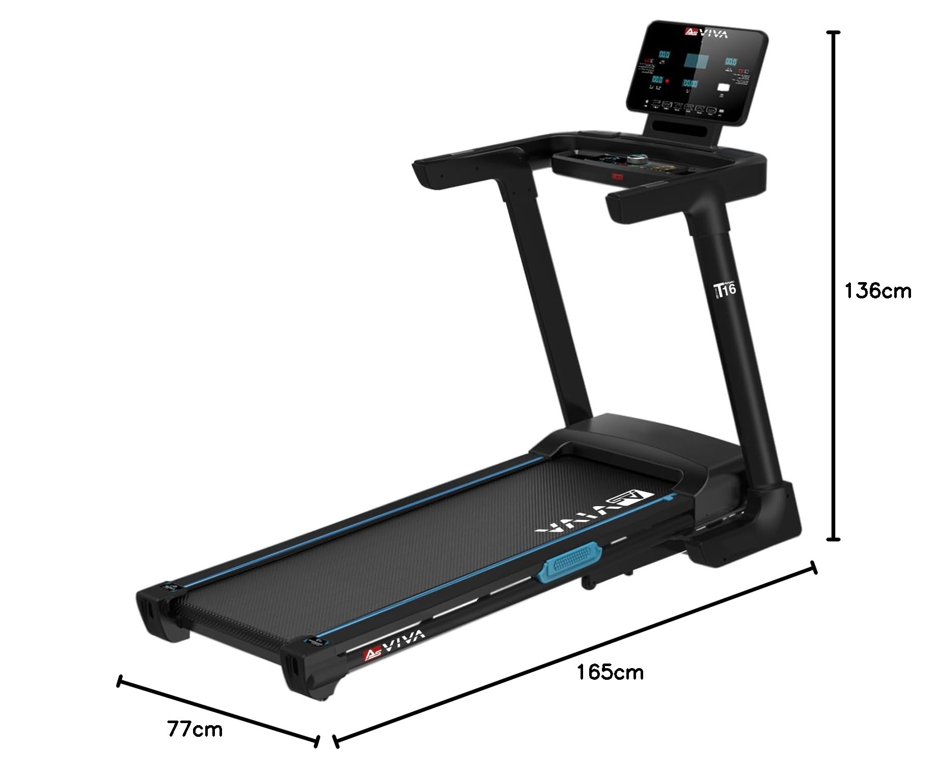 AsVIVA T16 Laufband klappbar, 18 km/h & 18% Steigung, 4 PS Motor, Bluetooth App kompatibel, induktive Ladefunktion, leise