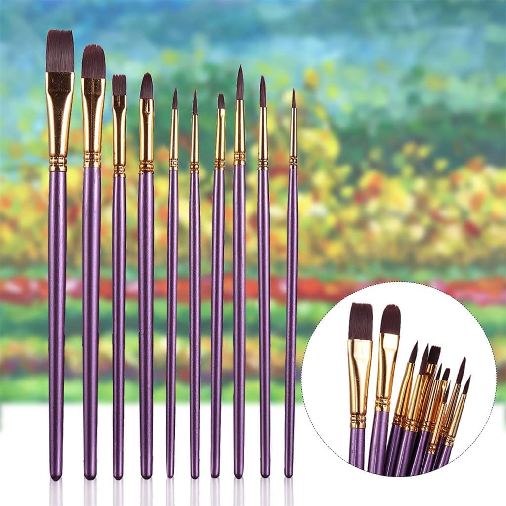 10 sztuk/zestaw pióro do akwareli pędzel fioletowy nylonowe włosy pędzle malarskie artysta pędzel do malowania olejnego dla majsterkowiczów Professional decorate