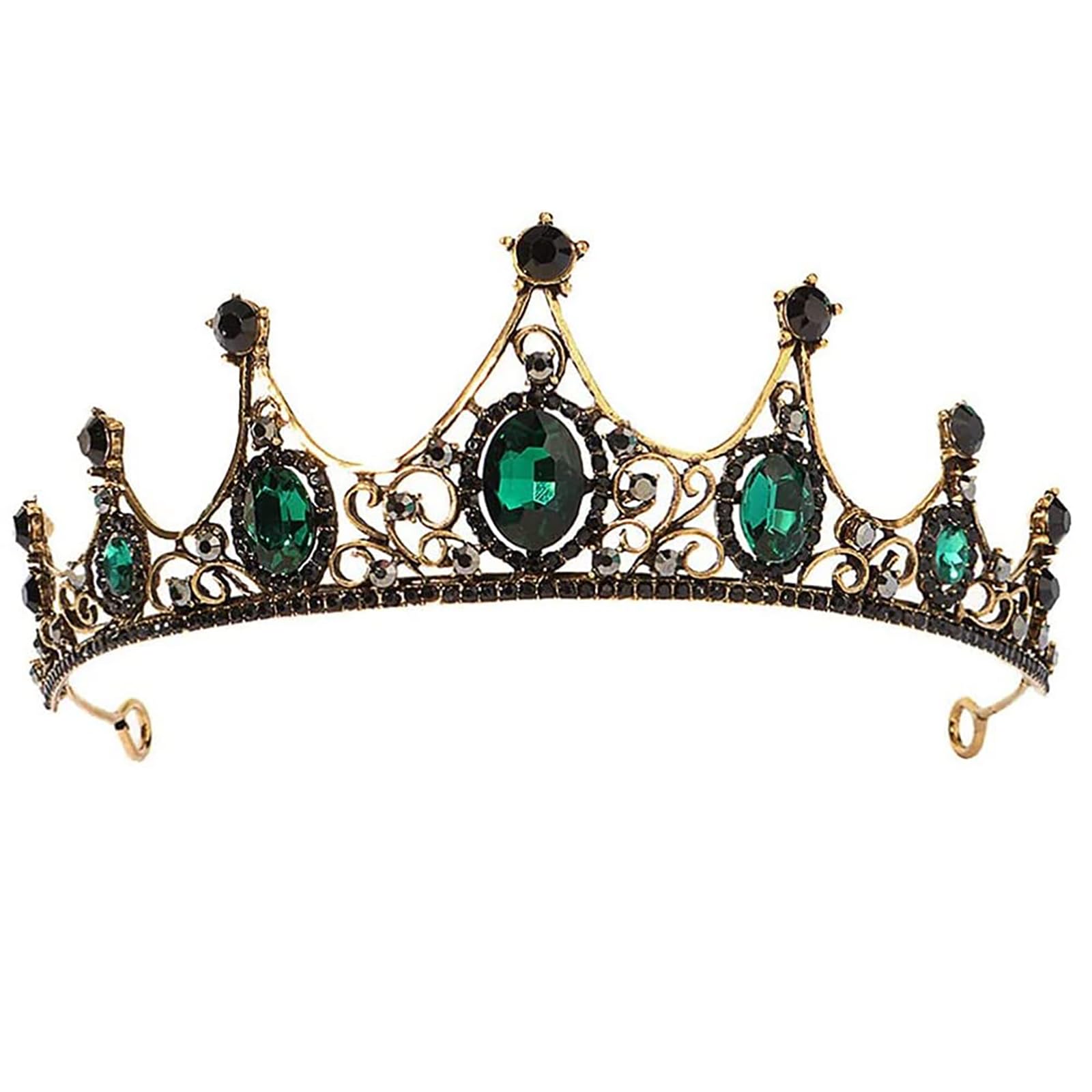 Green Baroque Crown,Gothic Baroque Crystal Crowns,Tiara for Women,Crystal Crown New Wedding Tiara with Rhinestones,Bridal,Prom and Birthday Party,Green