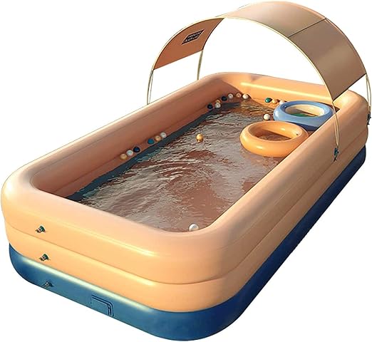 YUEWO Inflatable Swimming Pool with Canopy Outdoor Above Ground Portable Pool for Adults Blow Up Pool for Family Garden Backyard (Pink, 260x160x68cm/102x63x27inch)