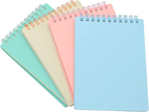 Miniatura 2 de Yansanido Cuaderno de espiral encuadernado superior, 4 unidades, 4 colores, tamaño A6, tapa dura de plástico grueso, papel rayado de 0.315 in, 80