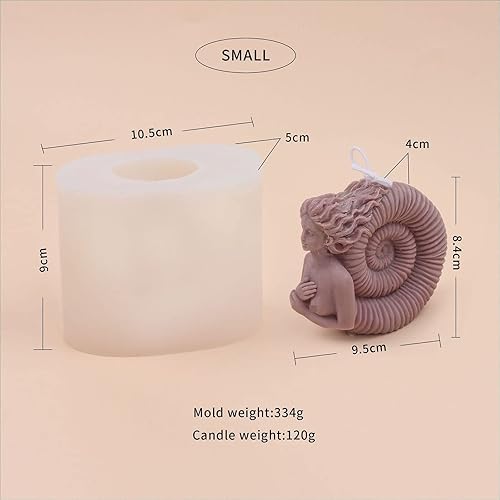 Miniatura 2 de Grainrain Molde de vela de silicona 3D caracol niña cera fabricación de jabón DIY velas perfumadas tamaño pequeño (SXY117)