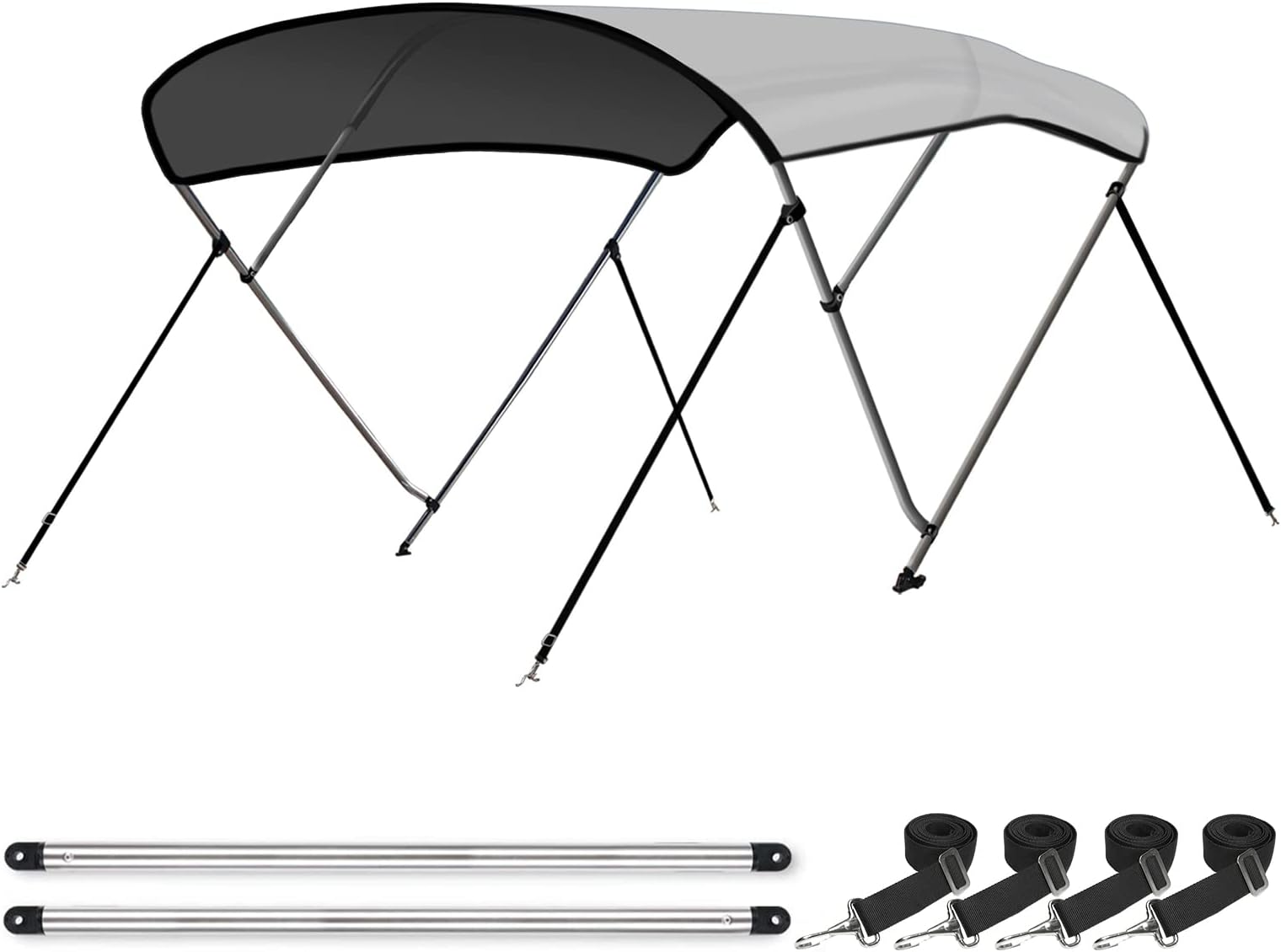 Leader Accessories 10 Colors 3 Bow 4 Bow Bimini Top Cover for Boat Includes 4 Straps 2 Rear Support Poles Mounting Hardwares Storage Boot with 1" Aluminum Frame