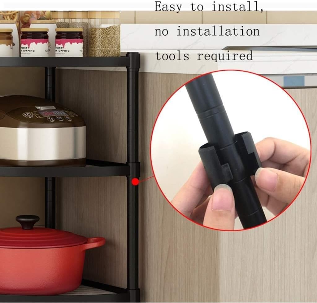 Kitchen Baker's Rack, Multi-Layer Pot Rack & Cookware Holder, Compact Corner Storage Shelf Organizer, Adjustable, Small (S), Nordic Style