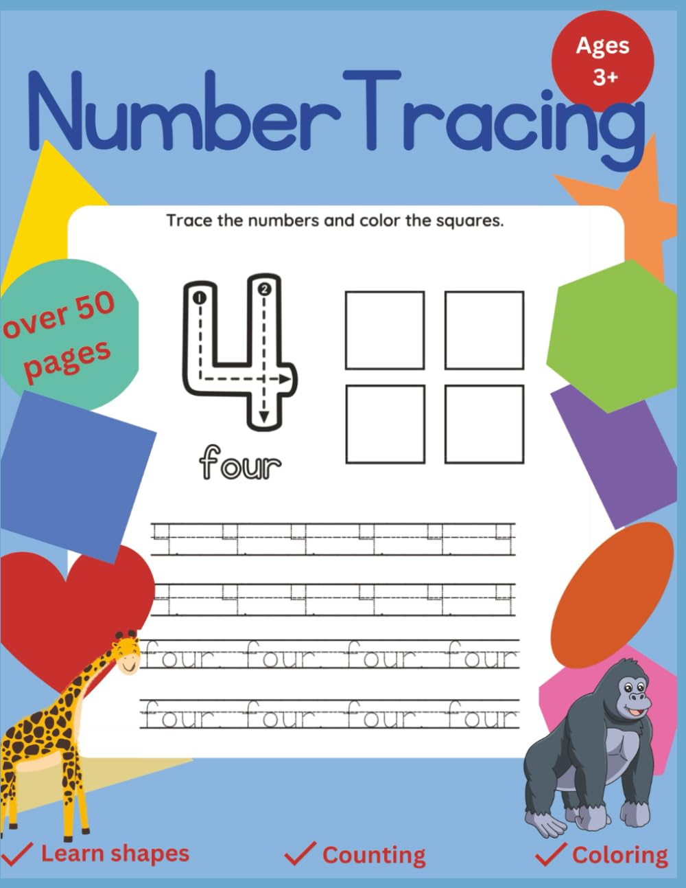 Number Tracing Book for Preschoolers and Kindergarteners: Learn to Trace Numbers, Develop Fine Motor Skills, Practice Shapes, and Counting: Learn to ... in Missing Numbers, Matching and Counting