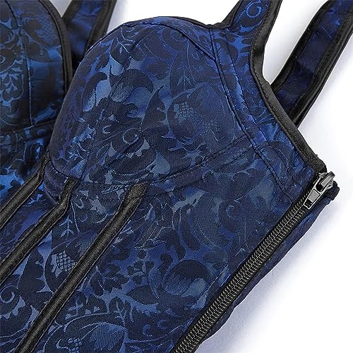 Image of Women's Lace up Gothic Jacquard Shoulder Straps Tank Overbust Shaper Corset Bustiers Top