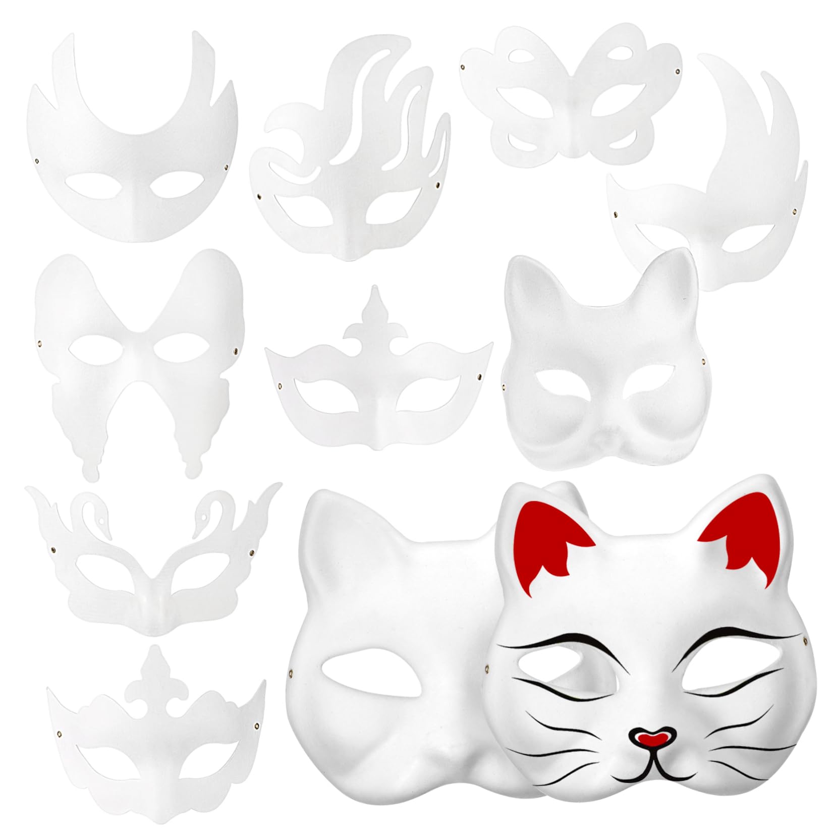 TOYANDONA 20pezzi Maschera Di Carnevale Non Verniciata in Carta Per Donna Adatta Per Feste Di Masquerade Halloween Feste Di Compleanno Cosplay e Altre Occasioni