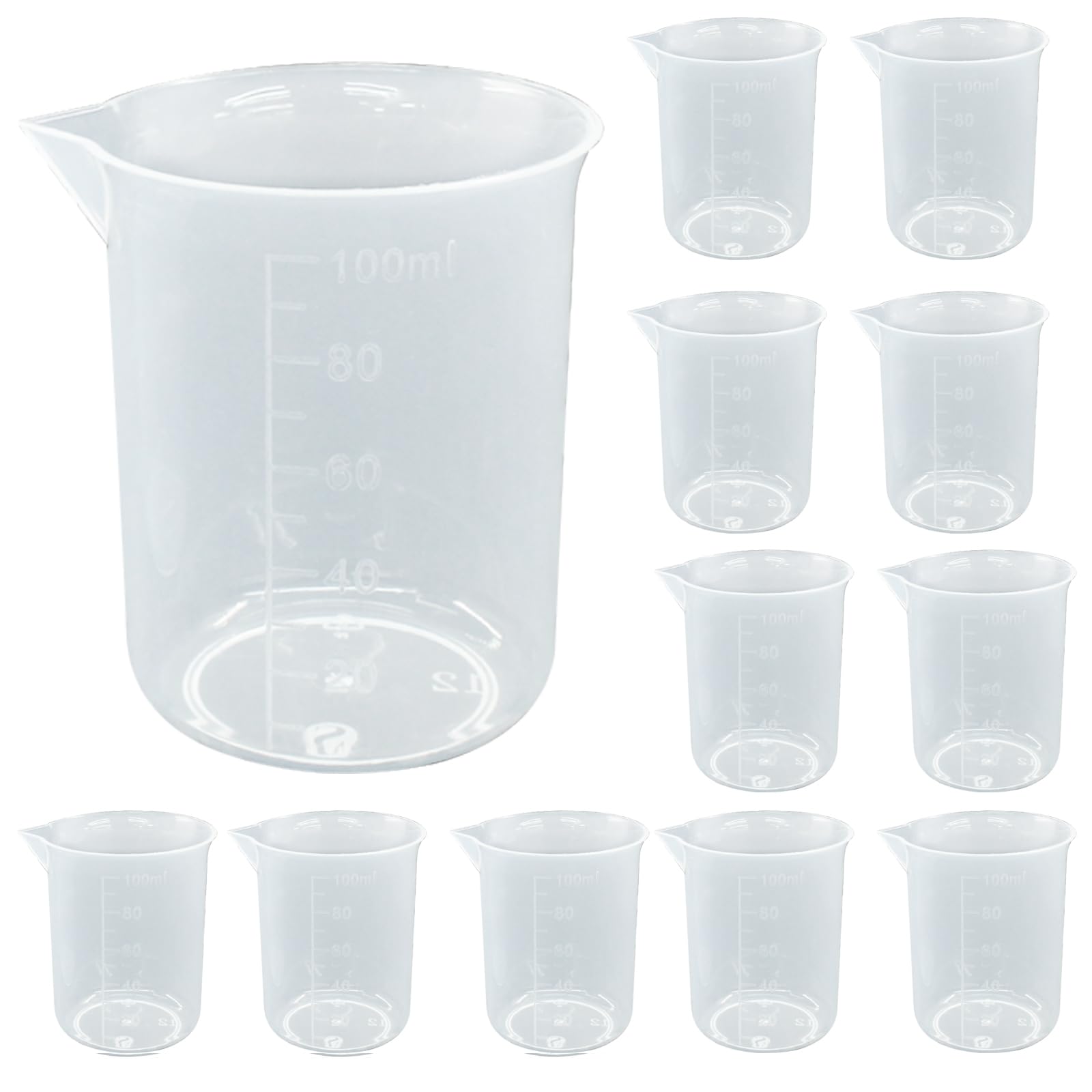 12 Pcs Transparent Lab Measuring Cup, 100ml/3.4oz 12 100 ml