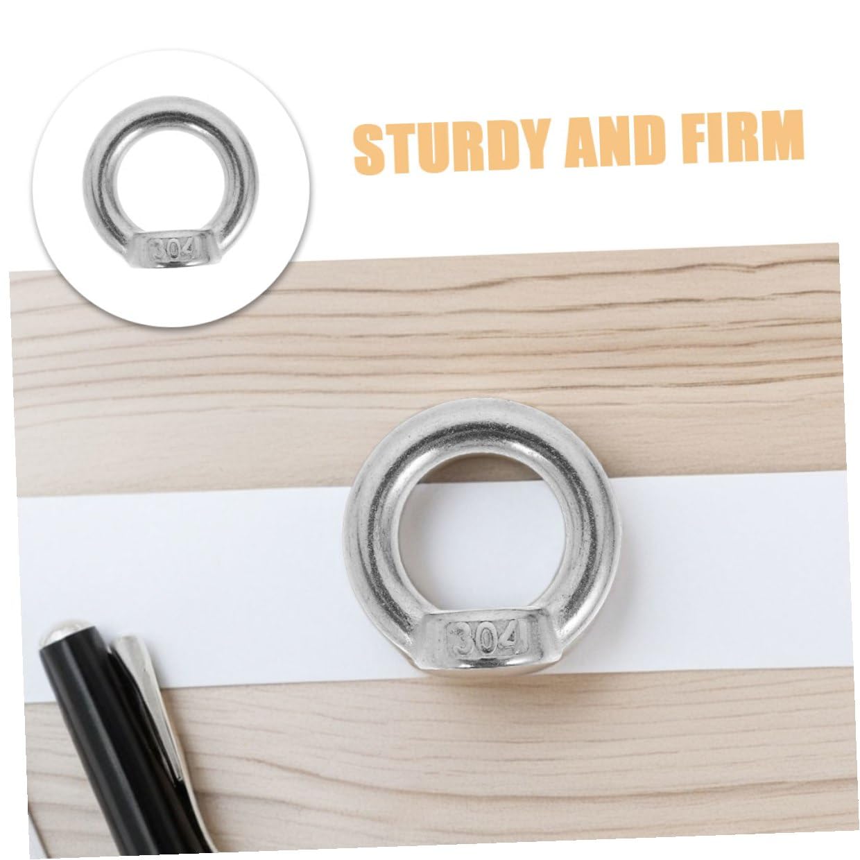 M8 Eye Nut Fastener 8pcs Stainless Steel Ring Shaped