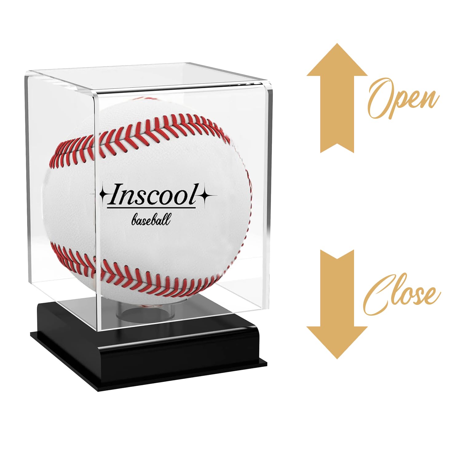 Inscool Acrylic Baseball Display Case, UV Protected Clear Display Cube, Memorabilia Baseball Case (Rounded Base)