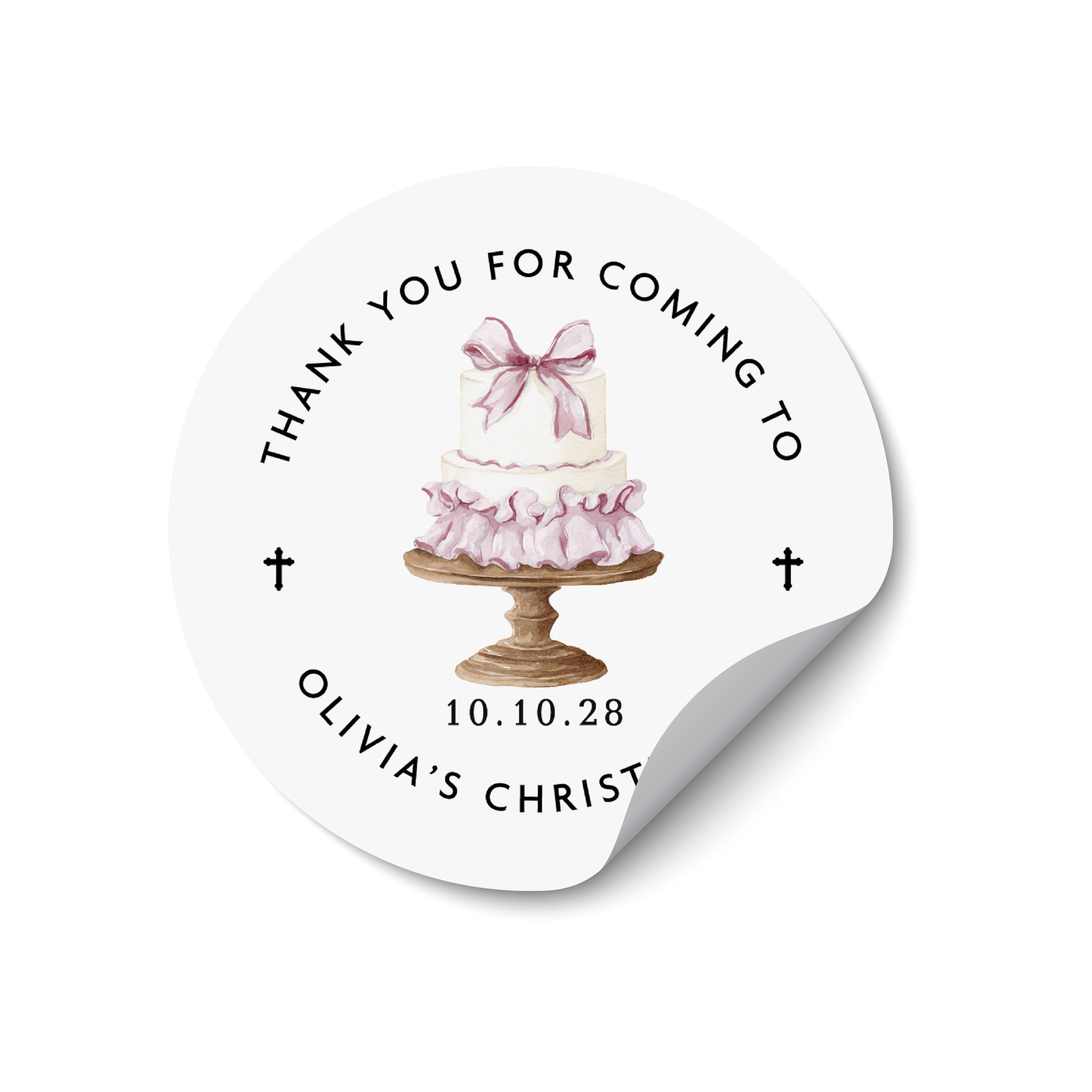 Girl Personalised Christening Stickers Custom Name, Baptism Labels Baby Shower, Party Favour Thank You Stickers - BAPT13