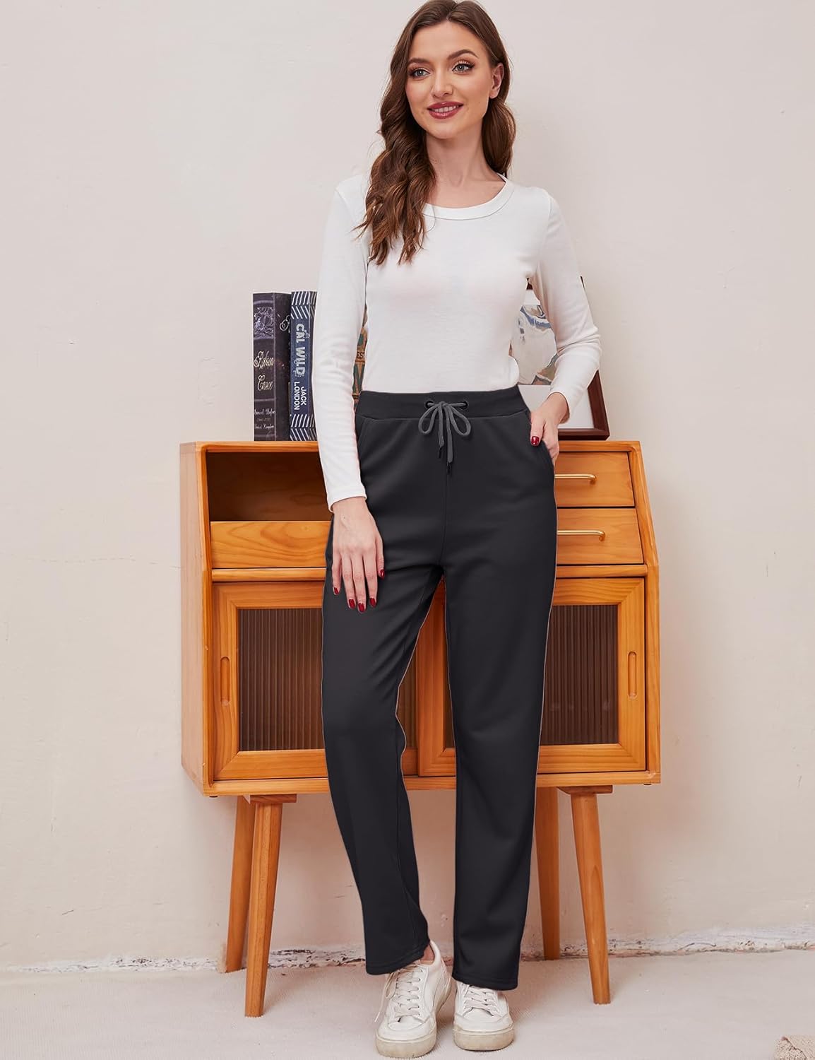 Gihuo Womens Sweatpants Warm Fleece Sweatpants Winter Sherpa Lined Joggers Pants - Image 3