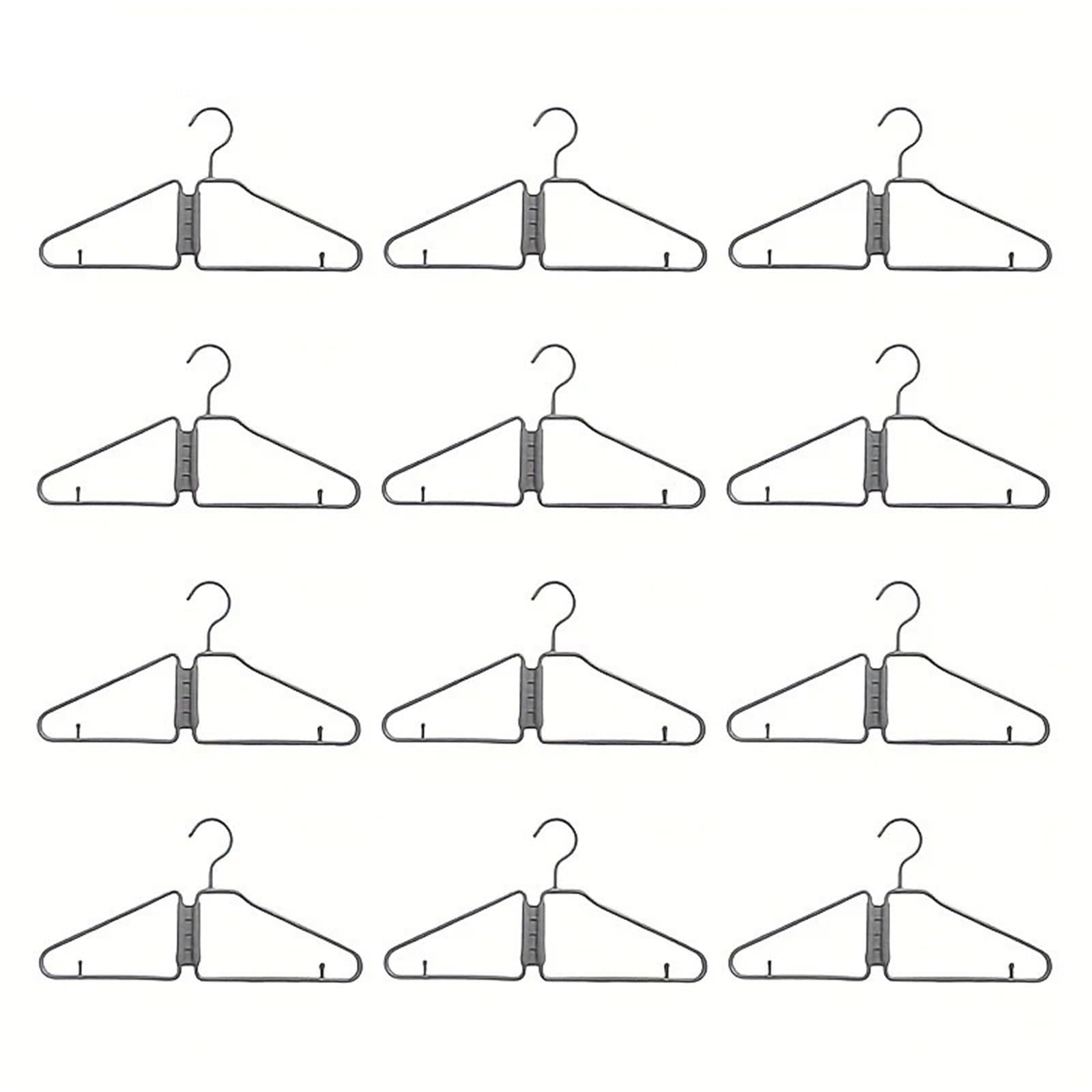 Confezione da 12 grucce pieghevoli portatili, per viaggi, design salvaspazio, ideali per vestiti e cappotti (grigio chiaro)