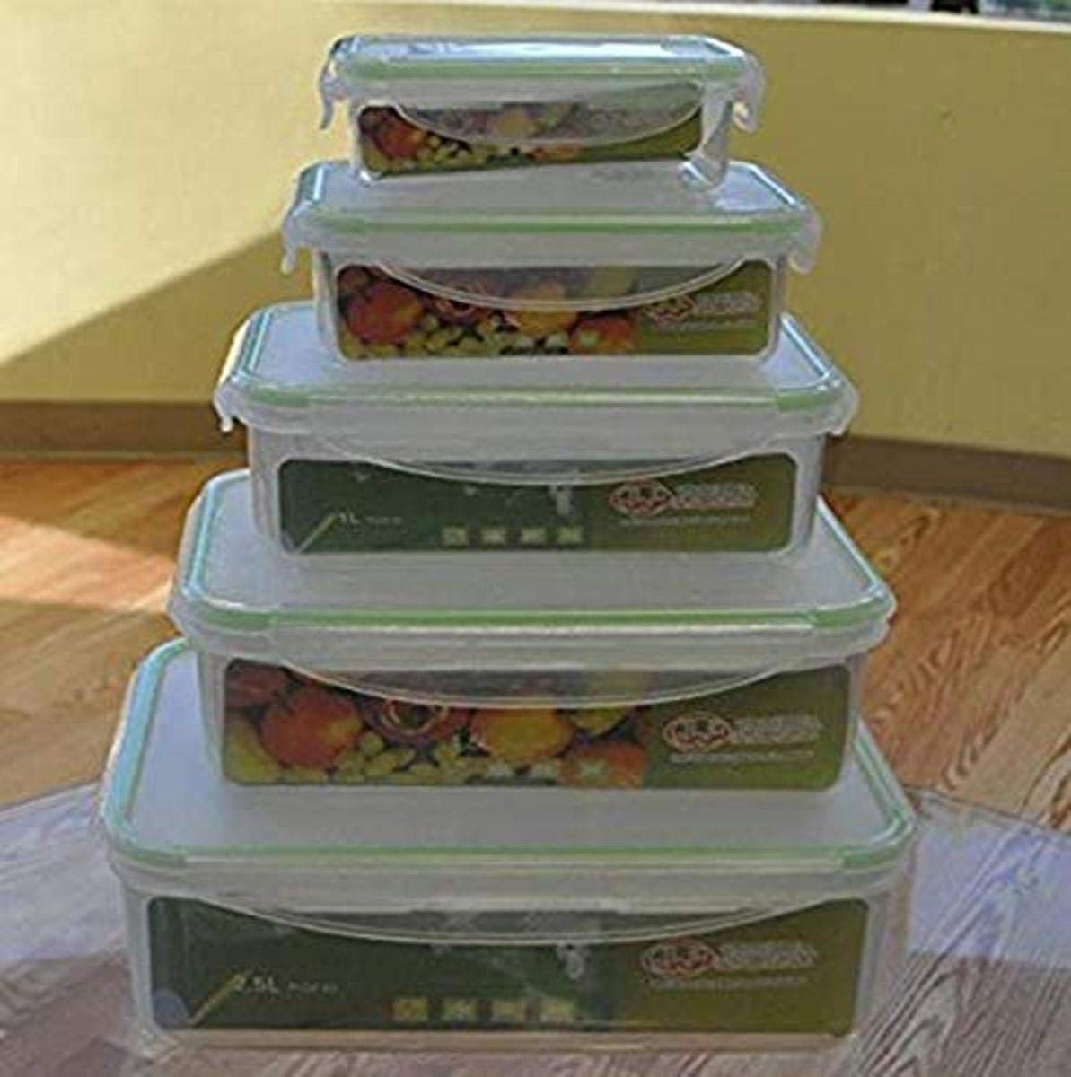 7501 Uniware Plastic Food Container with Silicone Ring Set of 5 Pcs (240ml, 500ml,1 Liter, 1.5 Liter and 2.5 Liter)