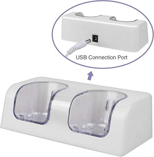 Miniatura 3 de Kulannder Cargador de batería remoto Wii (cargador de pared USB gratuito+cable alargado) Base de carga dual con dos baterías de capacidad recargable