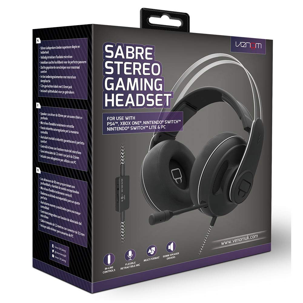 Venom Sabre Universal Stereo Gaming Headset (PS4 / Xbox One / Switch / PC / Mac) (PS4)