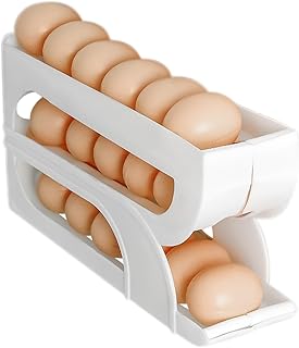 Contenedor De Huevos Para Refrigerador Dispensador De Huevos Para Nevera Soporte Para Huevos De 3 Niveles Para Nevera PP Soporte Para Huevos Rodante Para Refrigerador