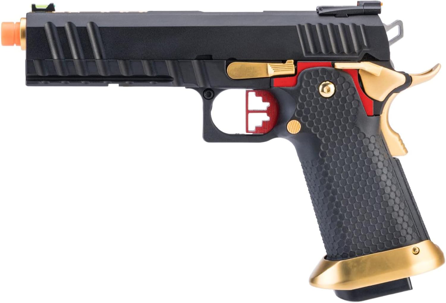 Evike Airsoft - AW Custom Full Auto Ace Competitor Hi-CAPA Gas Blowback Airsoft Pistol (Package: Red/Green Gas/Gun Only)
