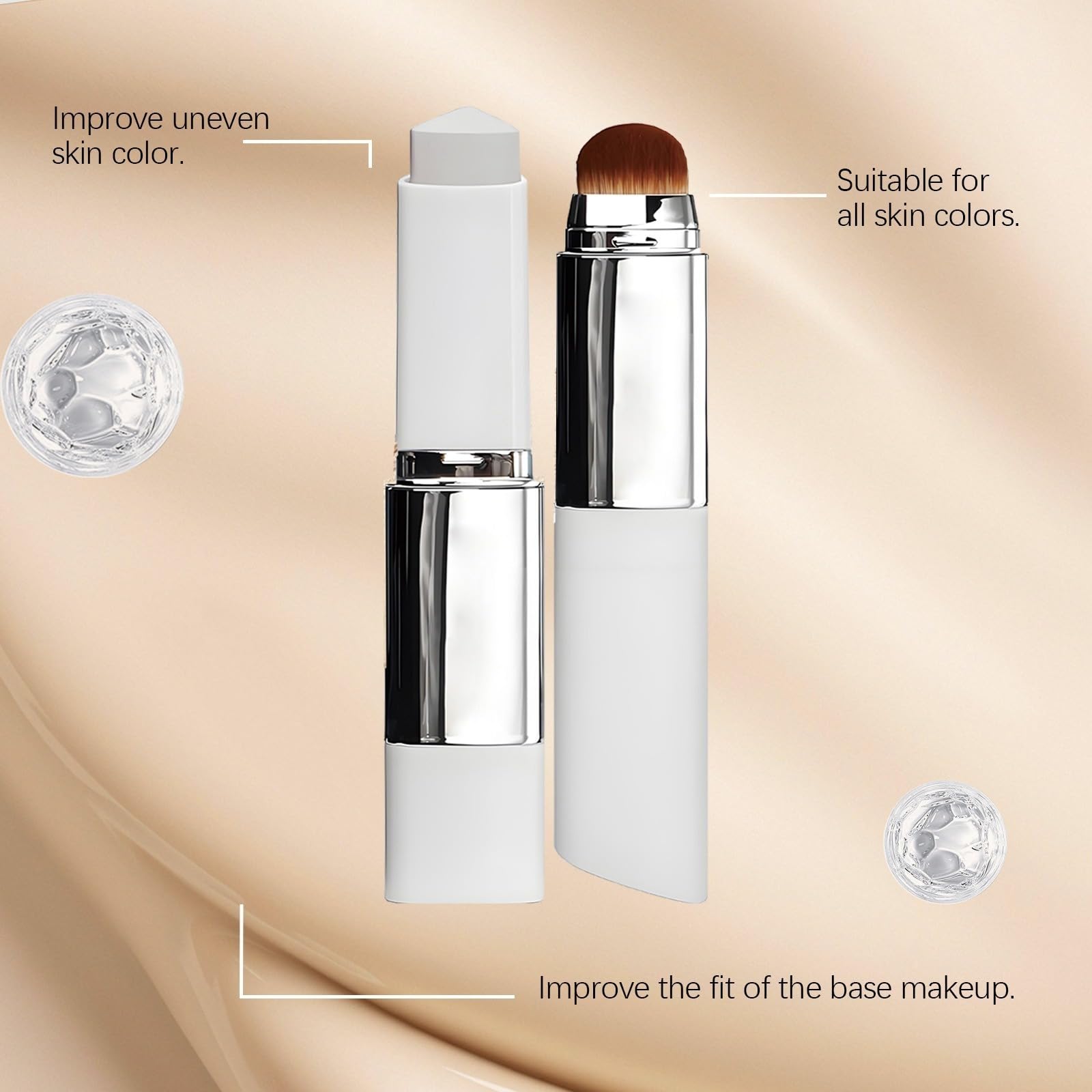 2-in-1 Foundation mit Bürste, lange Haltbarkeit, für normale Trocknung und Kombination der Haut (Ivory White) mit leuchtendem Natur-Finish