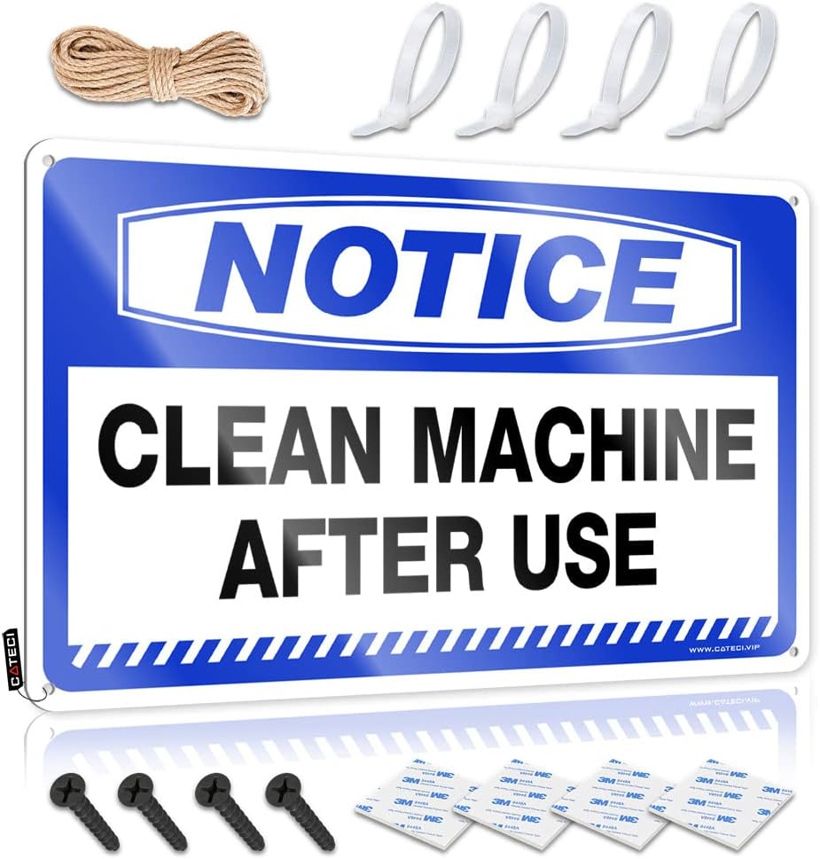 Home Wall Decor Funny Metal Sign Notice Clean Machine After Use Tin Sign Sign For Bedroom Door Bar Funny Signs(20X30CM)