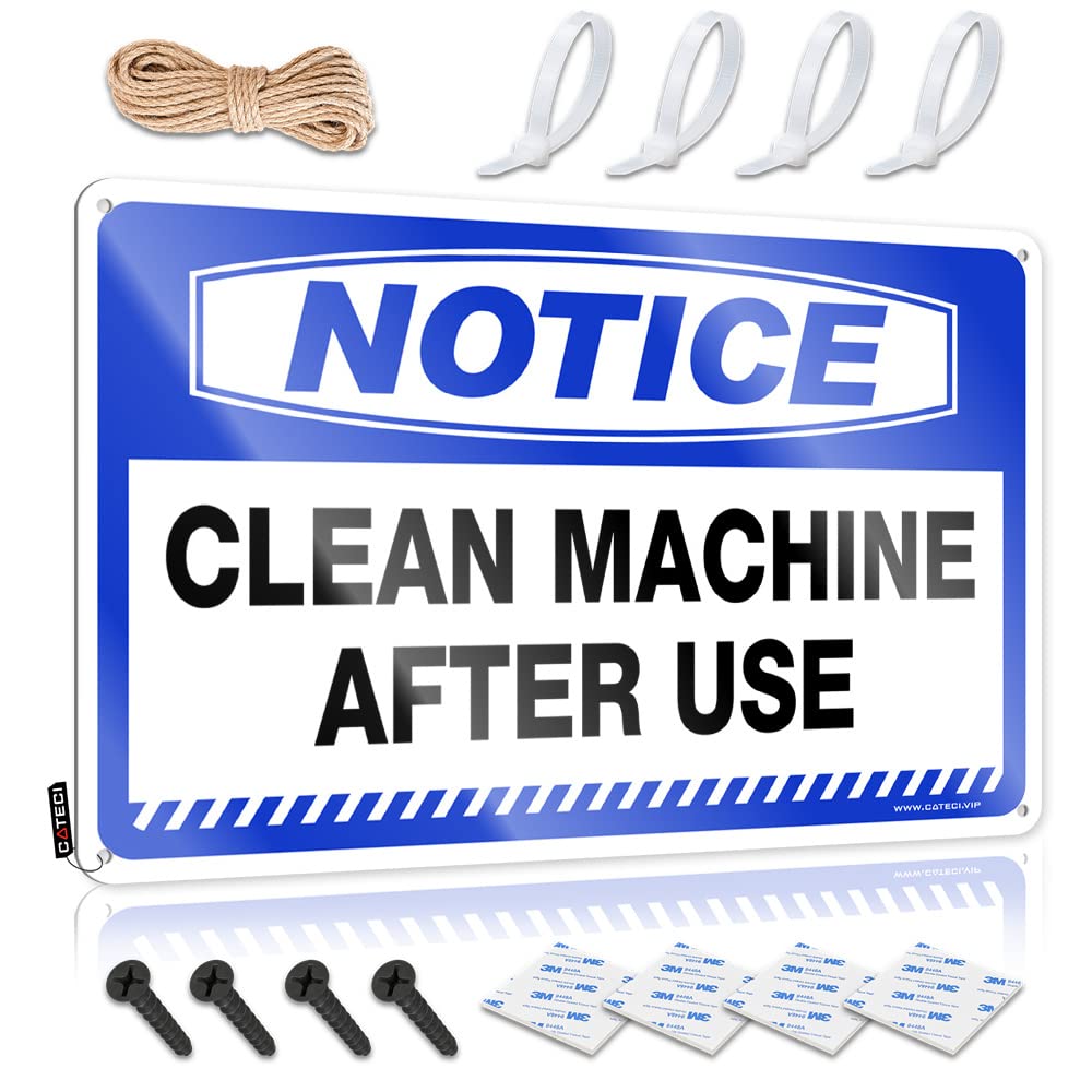 Notice Clean Machine After Use Aesthetic Funny Sign | Decaor Vintage Style Gift For Chef Fall Decoration Easy Hang(30X40CM)