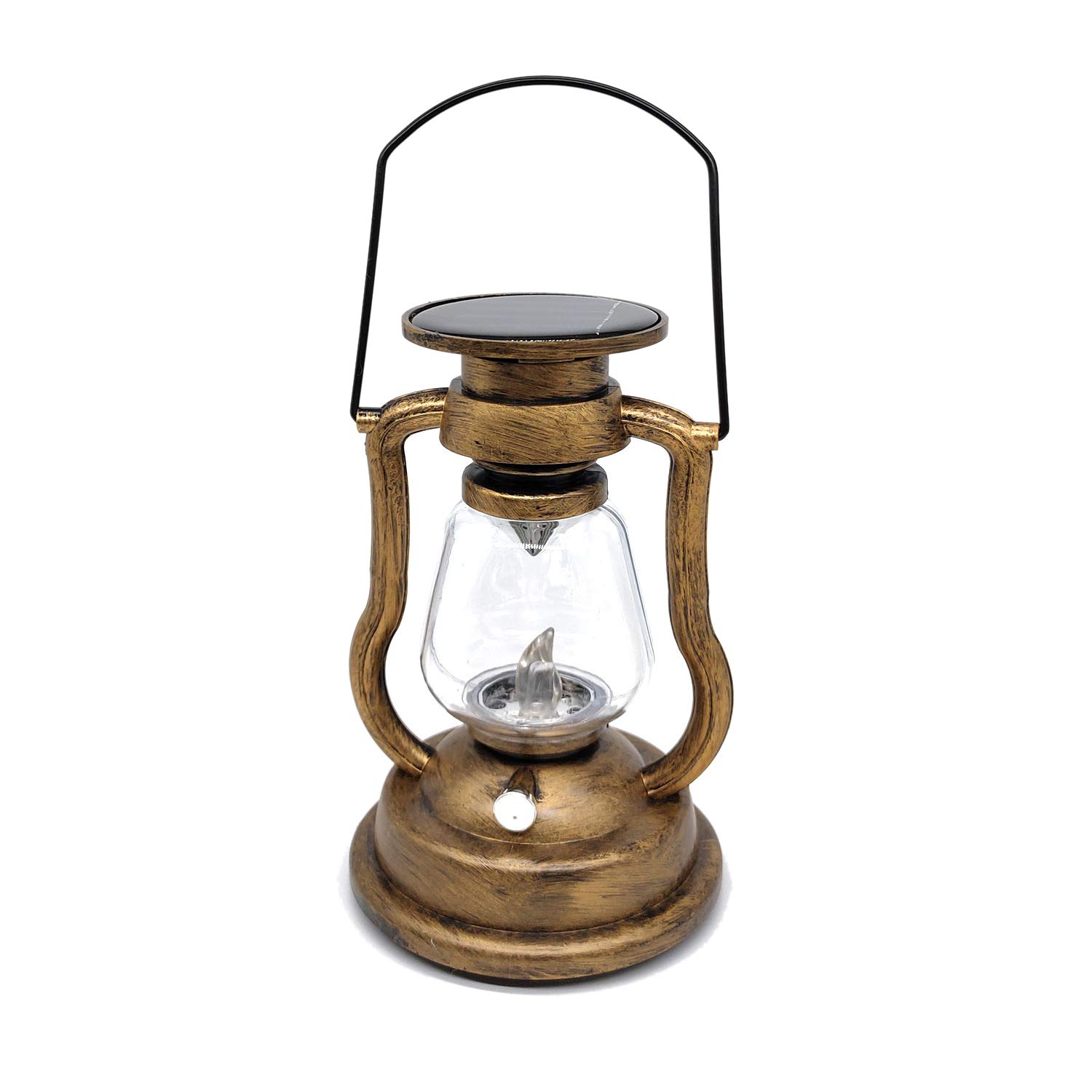 CTRLZS Retro Solar Hanging Candle Light LEDs Oil Lamp Flickering Flameless Solar Lantern Outdoor Garden Yard Lighting-Gold