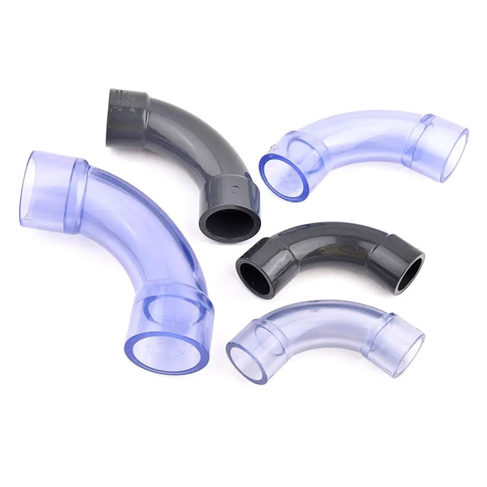 20/25/32/40/50/63 mm UPVC 90 Grad großer Bogenbogen, großer Halbmond-Bogen-Anschluss, Aquarium-Adapter, Wasserversorgungsrohr-Zubehör(Clear blue 63mm)