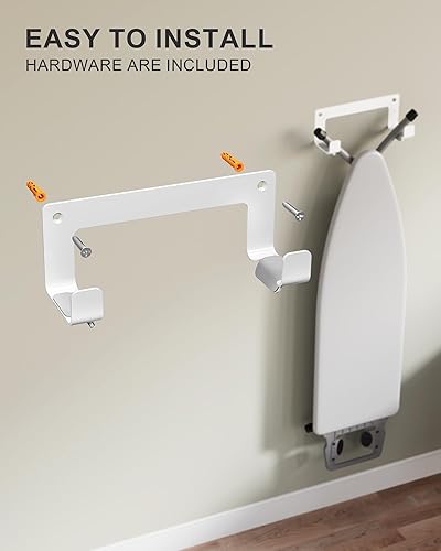 Miniatura 5 de Soporte para tabla de planchar de acero inoxidable, soporte de pared para tabla de planchar con patas en Y, soporte de pared para lavandería,