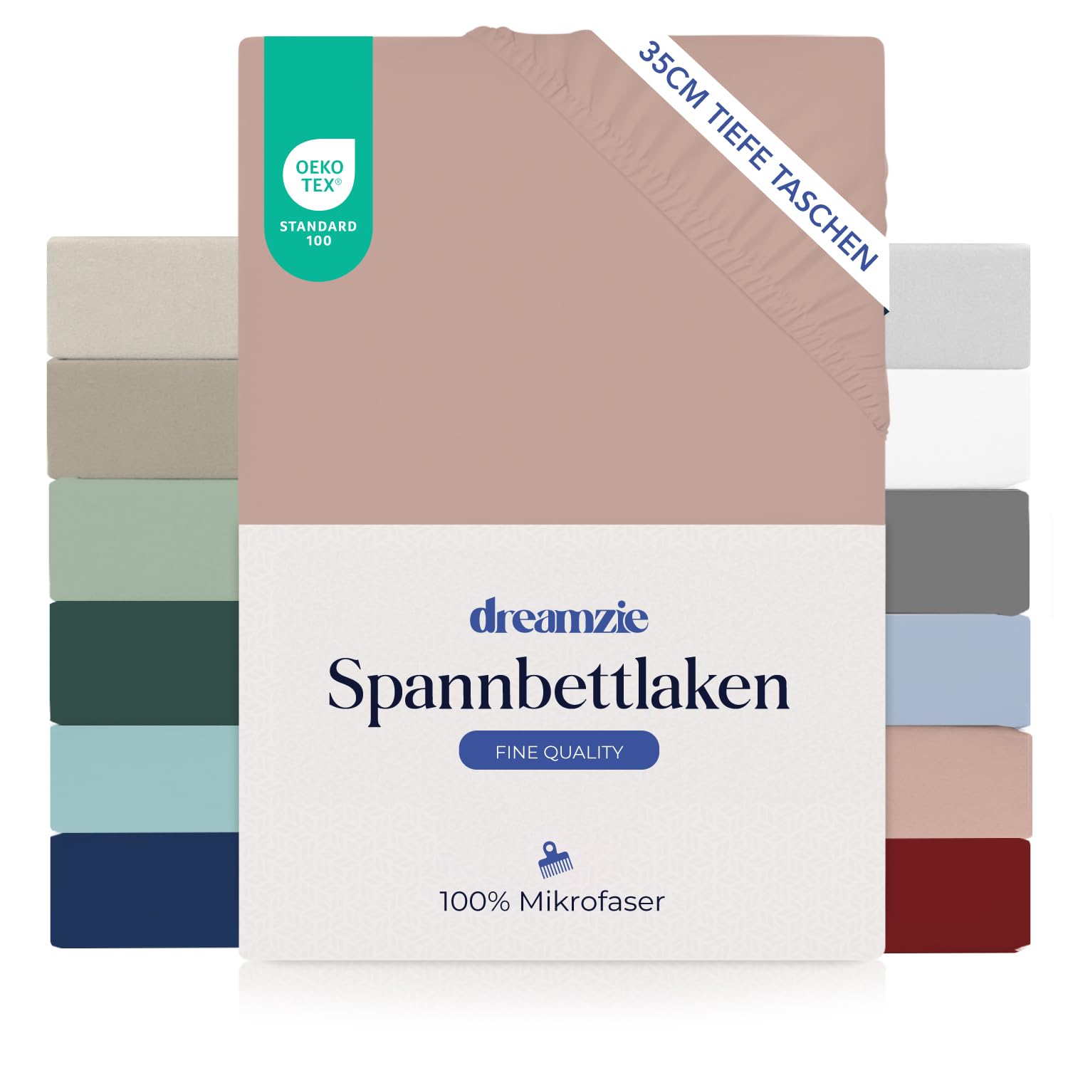 Dreamzie Spannbettlaken 200x200cm - 35 cm Tiefe Tasche - 100% Mikrofaser Bettlaken - Hell-Pink, Schadstoffgeprüft(Oeko TEX), Bettlaken mit Gummizug