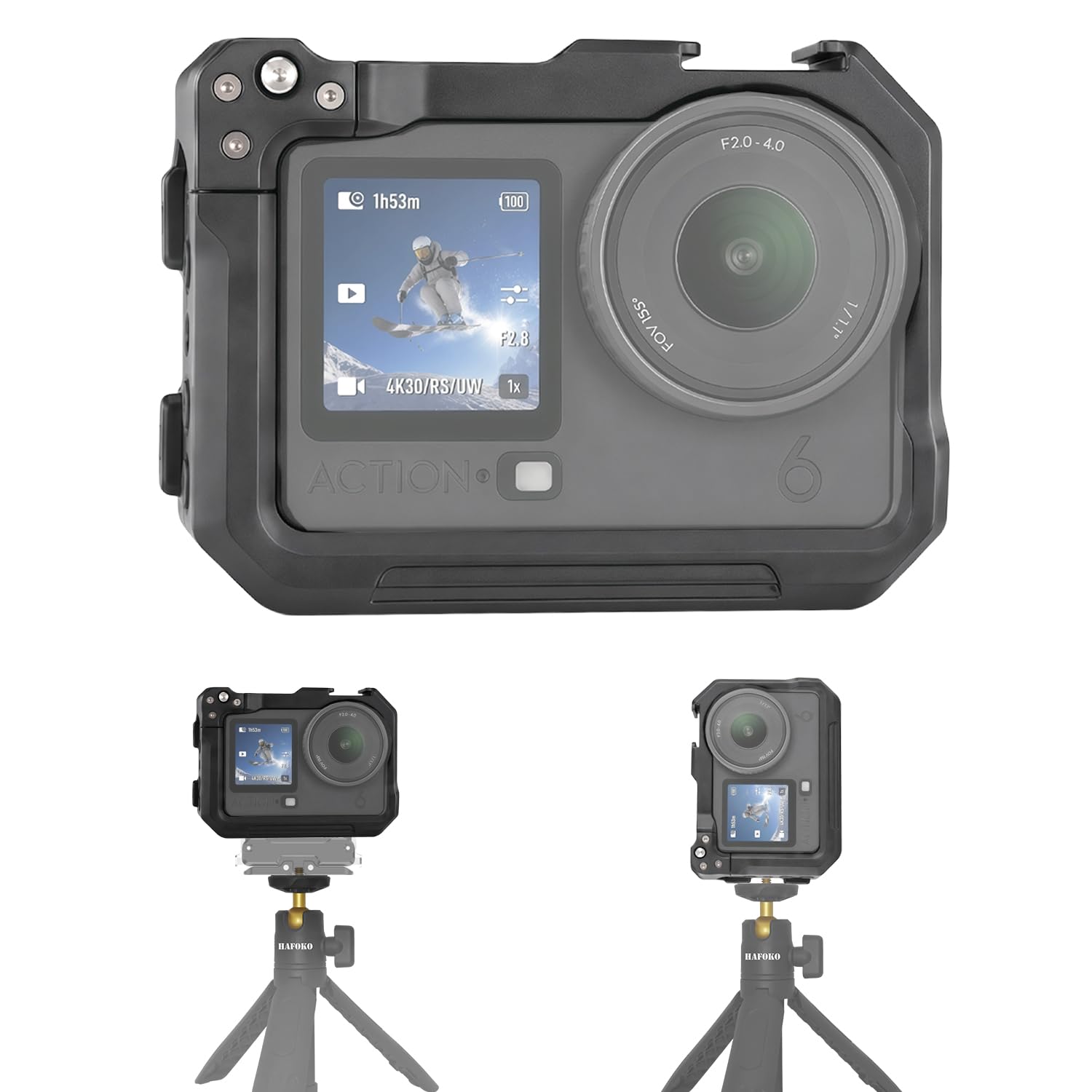 Osmo Action 6 Metal Frame Cage, Multifunction Protective House Cover Compatible for DJI Osmo Action 6, with 1/4" Thread & Cold Shoe Magnetic Adapter Mount Action Camera Accessories for Video Vlogging-picture-34