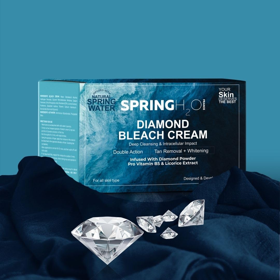 Sponsored Ad - SPRING H2O Diamond Bleach Cream Deep Cleansing & Intracellular Impact | Infused Pro Vitamin B5 | All Skin Types | 300 gm