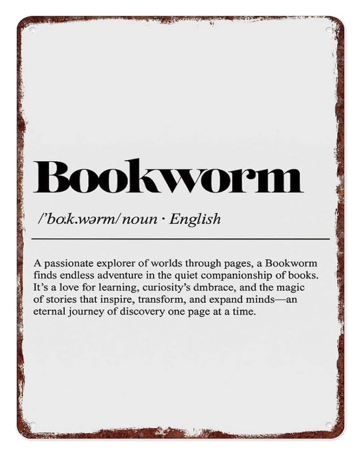 NWPNLXEA Retro Bibliophile Metal Sign Vintage Book Lover Wall-Art Aluminum Decor for Home Library Office 8 X 12 in