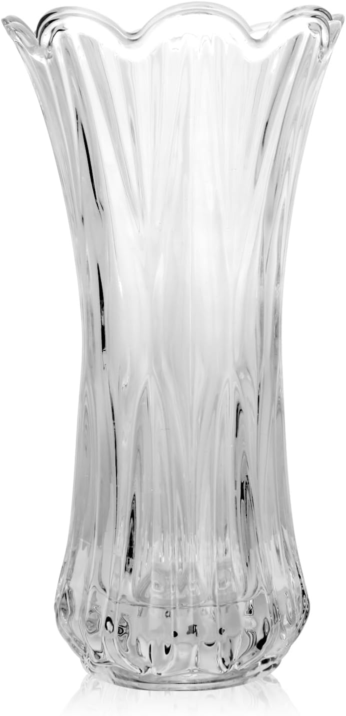 SENENQU Glass Vase, 30cm / 12 Inch Tall Clear Glass Vase, Large Crystal Flower Vase for Living