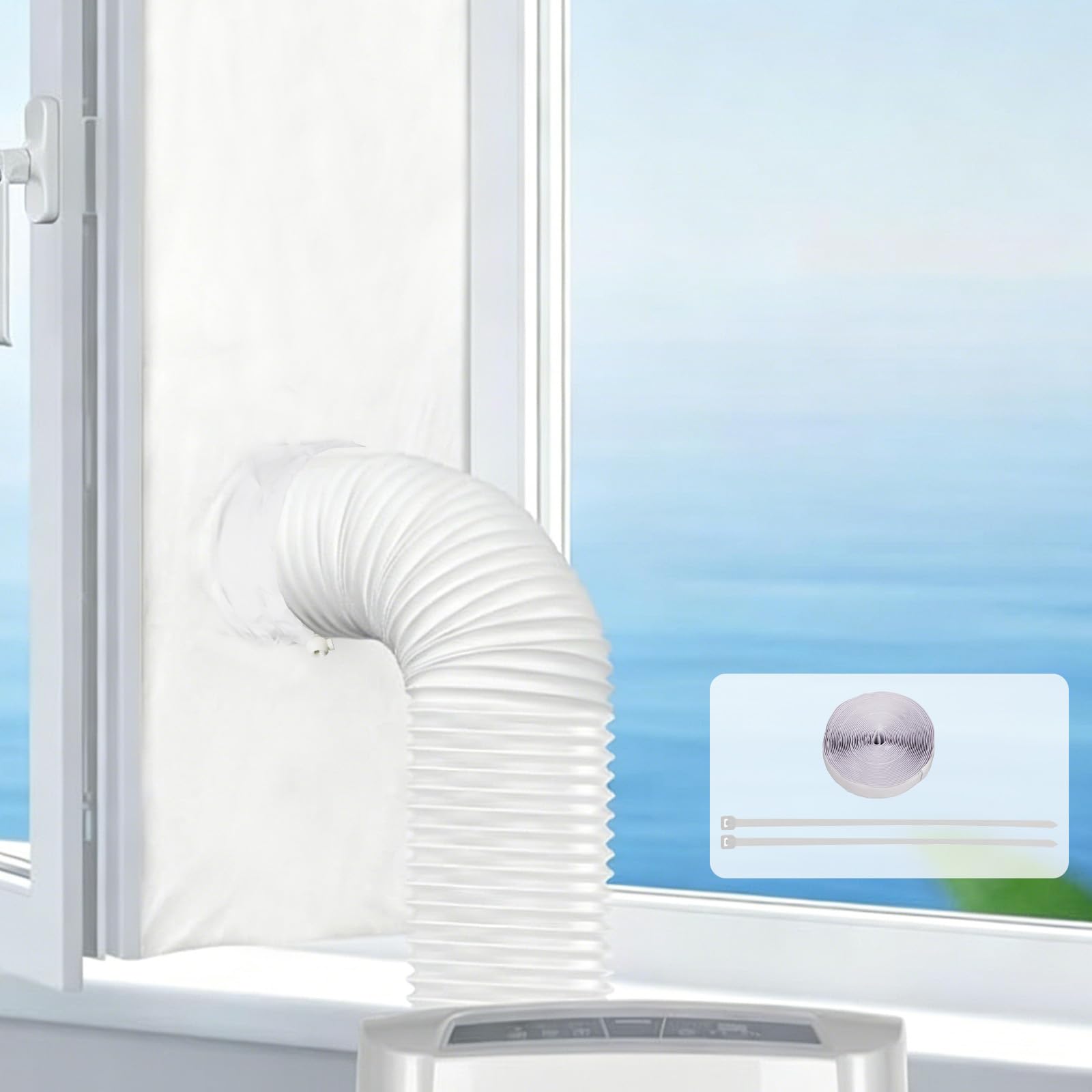 Les-Theresa Air Conditioner Window Seal, Universal Window Seal for Mobile Air Conditioner Waterproof Ac Window Seal Kit, Portable Universal Window Kit for Mobile Air Conditioner Unit (Drawstring-5M)
