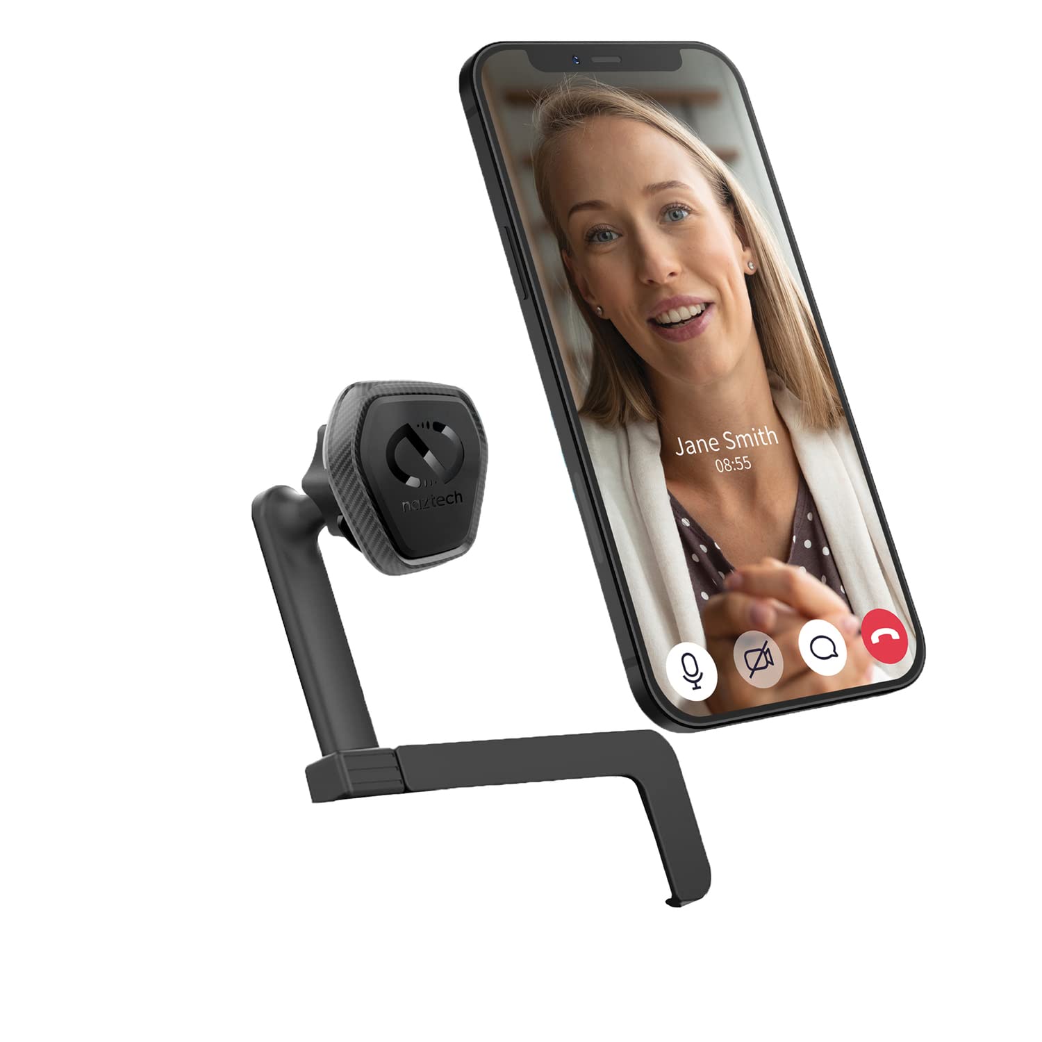 Naztech MagBuddy Elite Laptop Cell Phone Holder Mount [Hands Free Eye Level] Easy Access Home Office Meetings & Calls Universal for iPhone Galaxy & More [Black]
