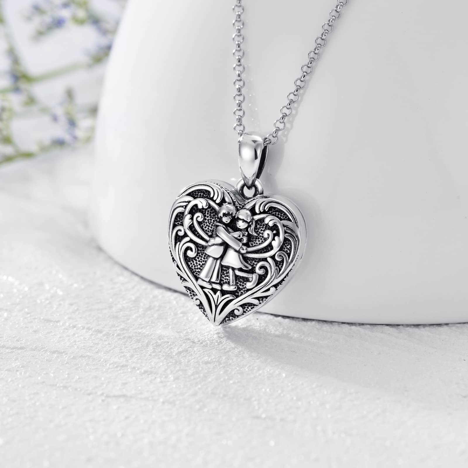 SOULMEET Herz/Rund Form Medaillon Halskette Sterling Silber Halskette Hält Bild Fotos Personalisierte Foto Anhänger Halskette für Frauen Mädchen