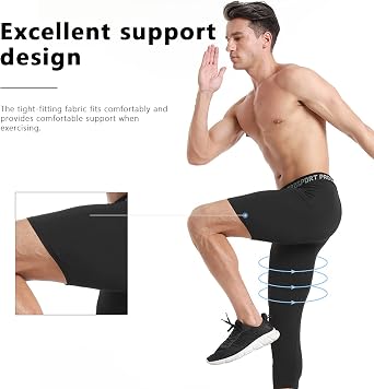 2 Pack Mens Compression Pants One Leg 3/4 Capri Tights Leggings Athletic Base Layer for Gym Running Basketbal