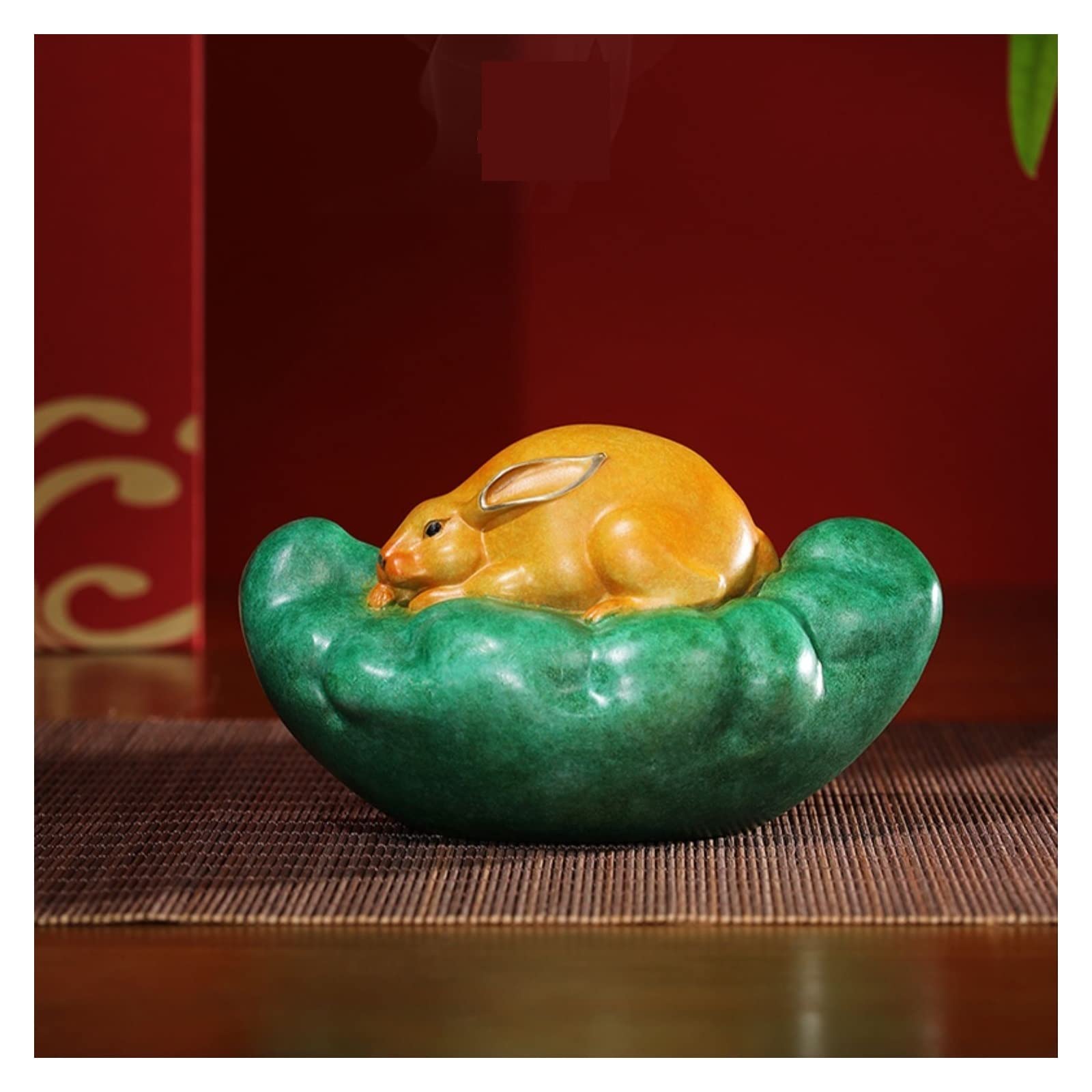 hongchenke34 Copper statue Copper Rabbit Entrance Ornament Living Room Office Zodiac Auspicious Objects Home Art Desktop Decorations(B)