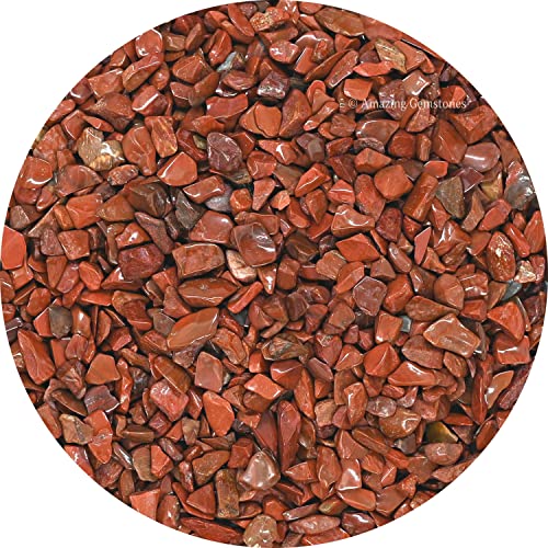 Image of Amazing Gemstone Red Jasper Crystal Chips Aquarium Gravel Rocks - Red Jasper Chips Bulk Fish Tank Gravel, Small Tumbled Stone Chips and Tiny Crystals for Decoration (AAA Grade) (1000+ Carat Chips)
