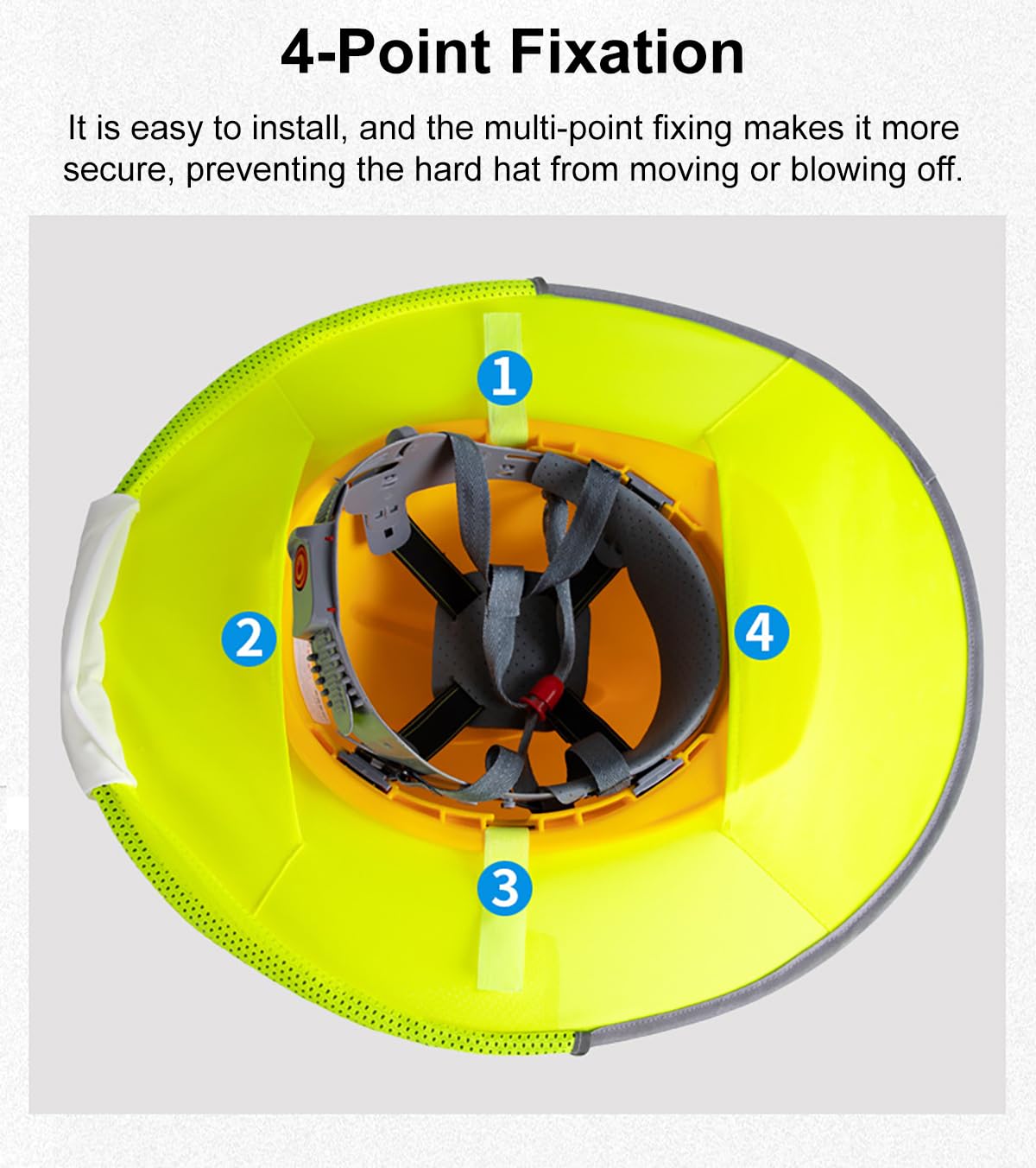 Elsjoy 4 Pack Hard Hat Sun Shade, Full Brim Hard Hat Sun Shield Neck Cover Protector with Reflective Strip - Image 3