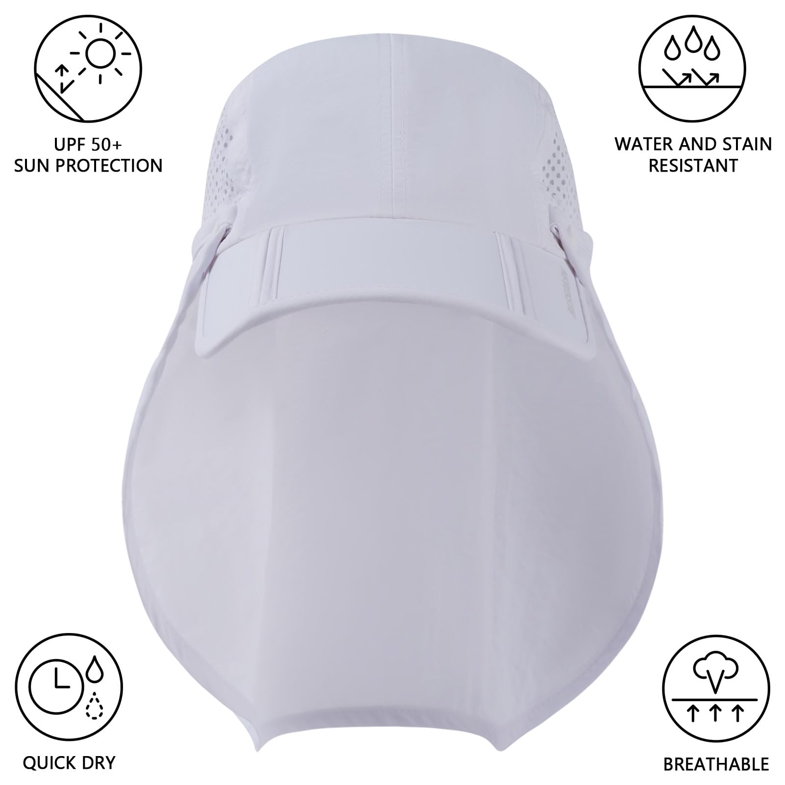 Bassdash UPF 50 + Cappello da Pesca Pieghevole Cappello da Baseball cap con Collo Rimovibile Flap Portatile per Uomini Donne Golf Escursionismo