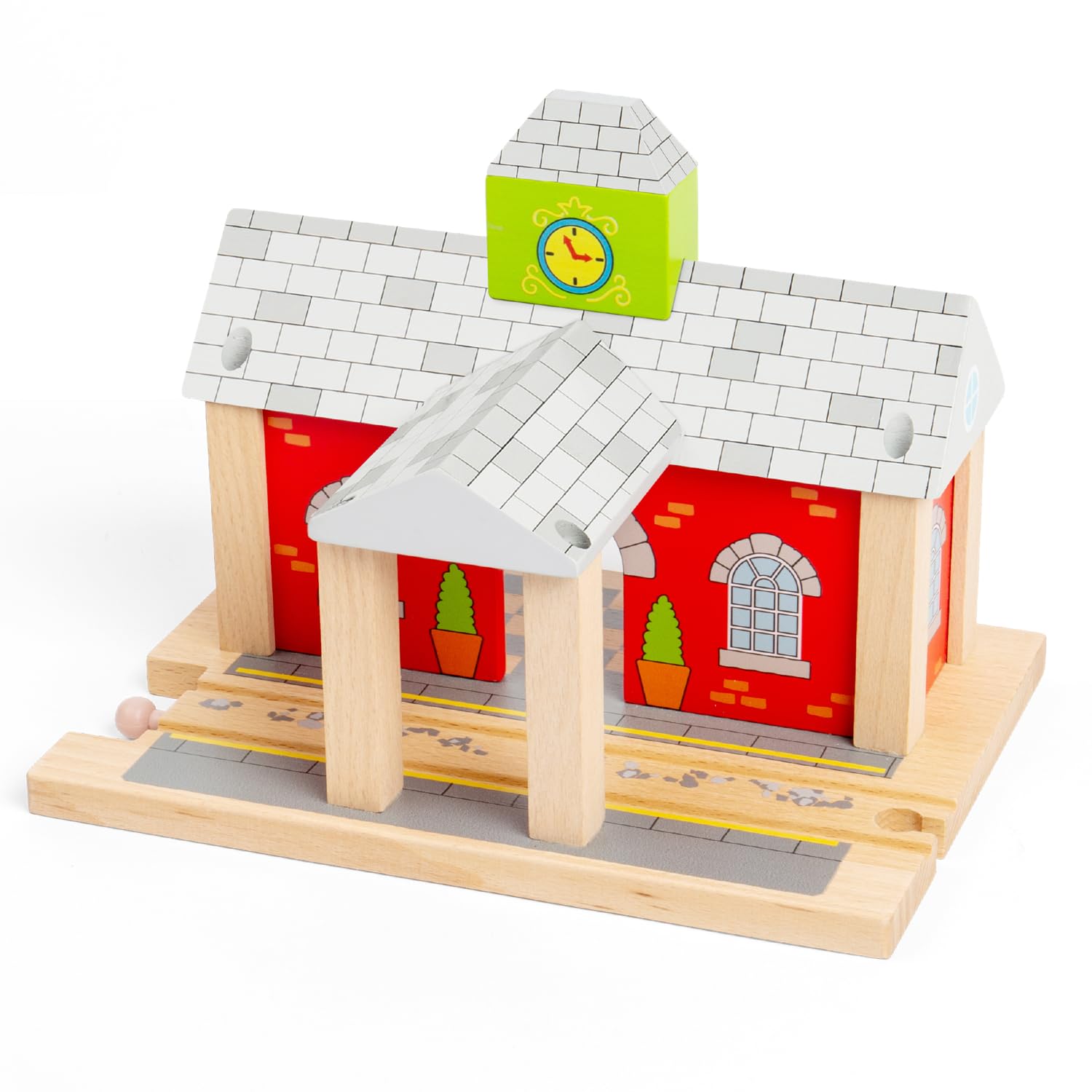 Bigjigs RailWooden Train Station | Accessories for Wood Railway Track Set | Toy Engine Parking Playset | Fun Gifts for 3+ Year Old Children | Kids Montessori Learning ToolThe Forest Stewardship Council
