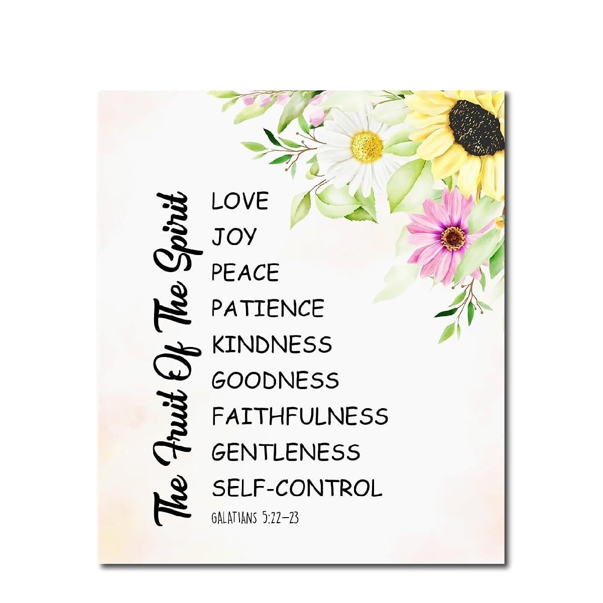 TAMDDBPJD Wooden Hanging Wall-Art for Christian, Fruit of the Bible Verse Decor Galatians 5:22-23, Inspirational Gift for Home and Office(Unframed,16x24inch(40x60cm))
