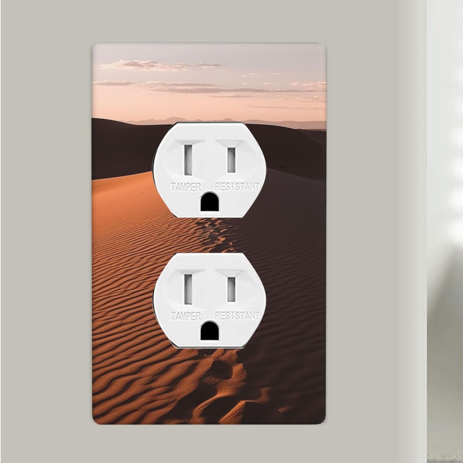 Lonely Shadow On The Desert Duplex Receptacle Outlet Covers, 1-Gang Standard Size Wall Plates Unbreakable Polycarbonate Electrical Switchplate Cover Faceplate For Bathroom Kitchen Decor