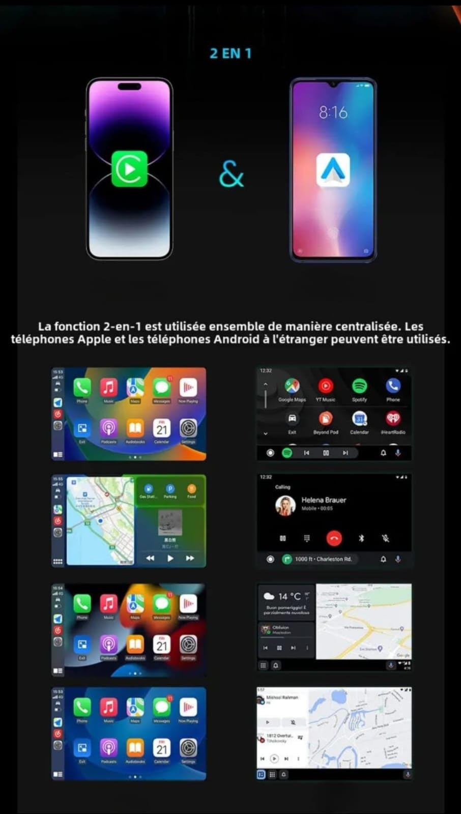 Générique Adaptateur sans Fil Compatible Carplay & Android Auto USB-A & USB-C - Connexion Automatique