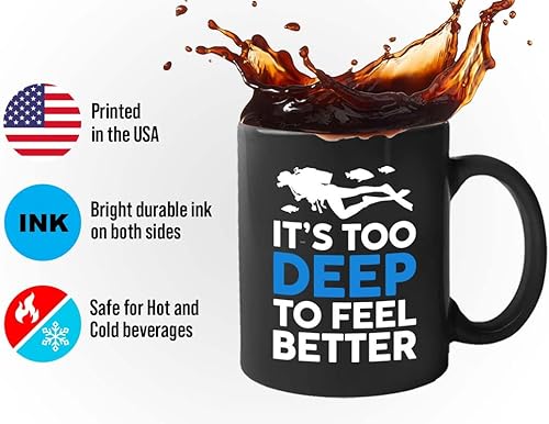 Miniatura 9 de Taza de café de buceo de 15 onzas, color negro, olvídate de todos los problemas, nadador de buceo, piscina, superficie de lago, linterna de oxígeno,