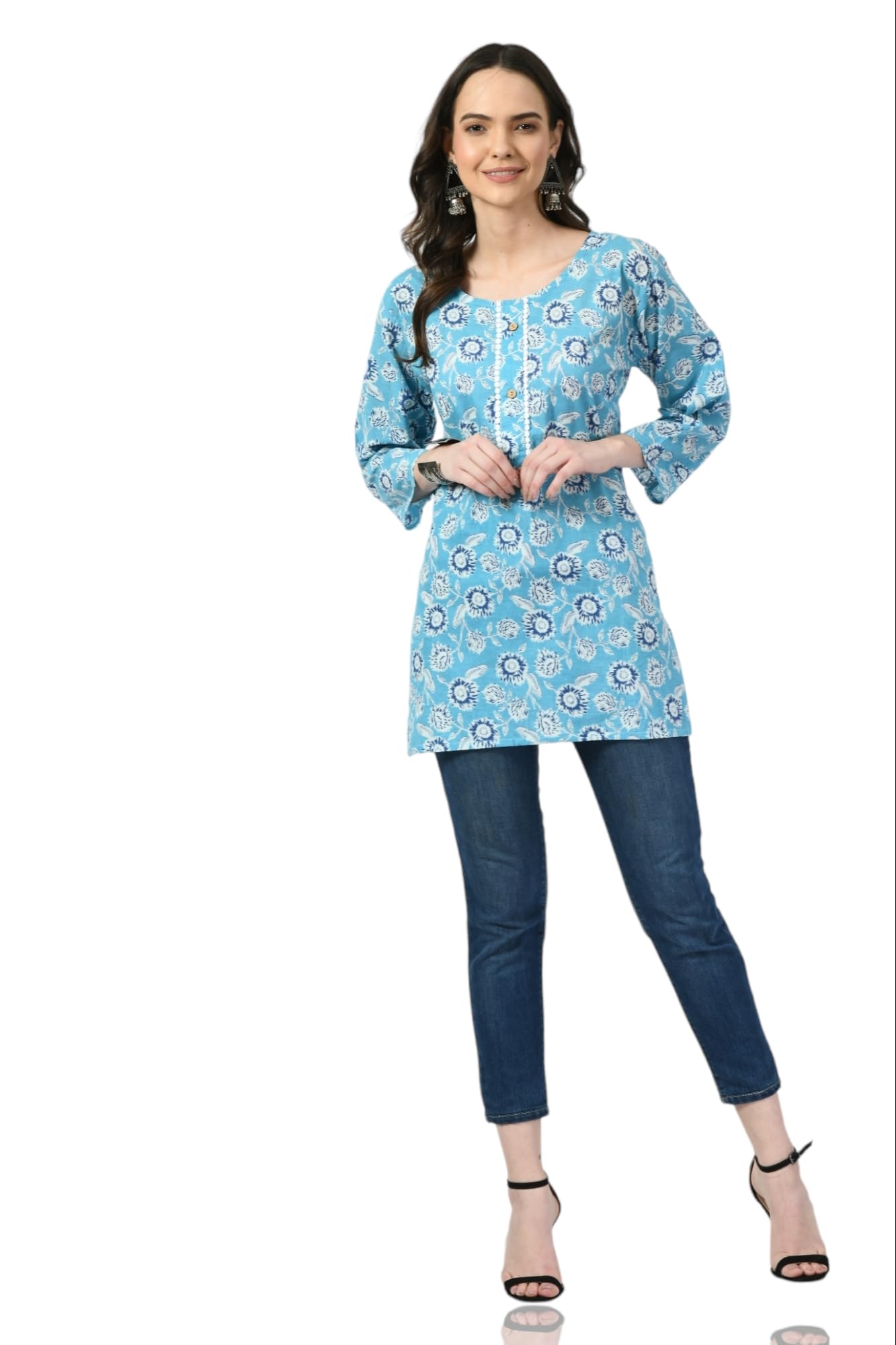 Women Indian Cotton Short Kurti Tunic | ORDER 1 SIZE BIGGER
